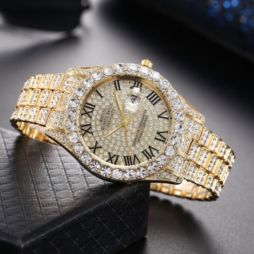 casual men's crystal calendar Roman scale quartz watches