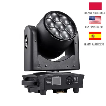 SAILWIN 7X40W RGBW 4IN1 Zoom LED Moving Head Wash Light for Disco and Stage Events with Artnet Port - EU Stock