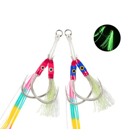 Glow Metal Jig Lure Double Assist Fish Hooks