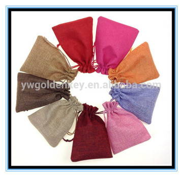 2016 best seller promotional colorful jute material packing gunny bag drawstring bags