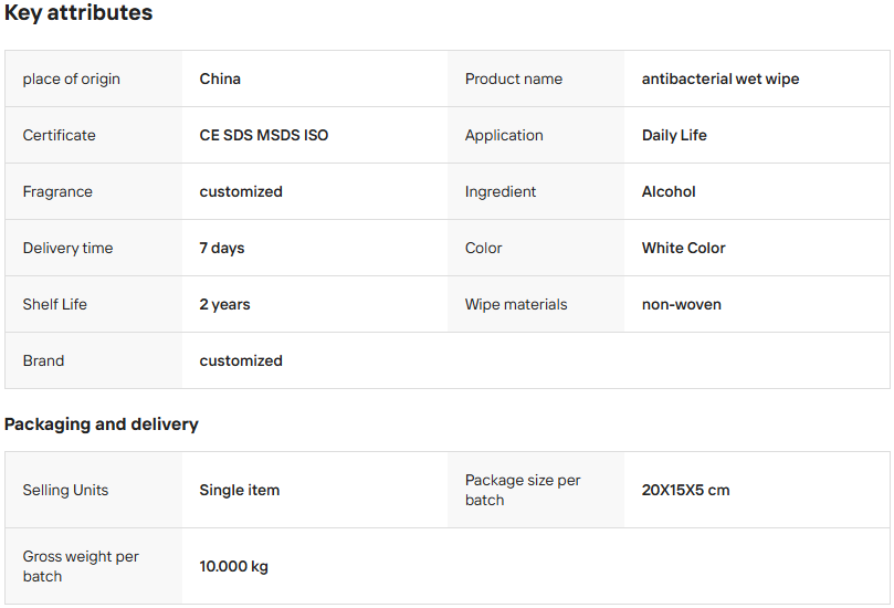Antibacterial Wet Wipes