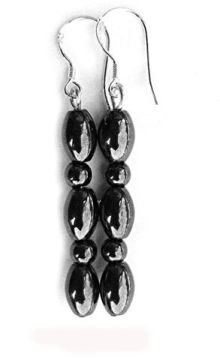 Orecchino ematite con gancio in argento 925