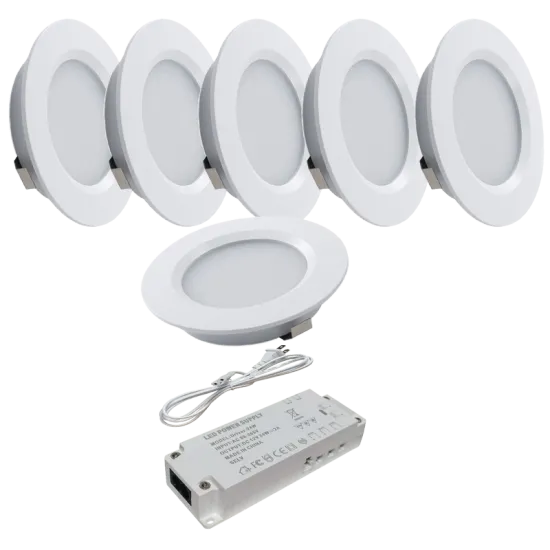 12V LED Under Cabinet Lighting Kit Slim Aluminum Puck Lamps With For Counter Closet Hardwired Indoor Fixture Bulb Direct Wire