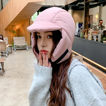 Colorful Women's Down Lei Feng Hat - Warm Winter Ear Protection Hat for Hiking