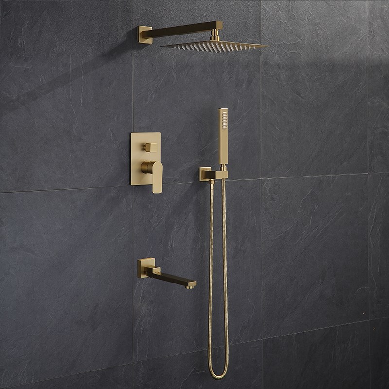 Modern pincel dorado ducha de ducha oculta