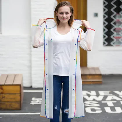 Factory Direct Ladies Transparent EVA Poncho Raincoat for Travel and Hiking