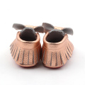 Soft Leather Baby Girl Moccasins with Bow