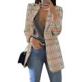 Womens Plaid Slim Fit Casual Blazer