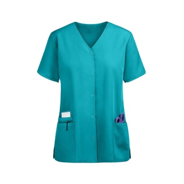 Wholesale Short Nurse Scrubs with Snap Front Closure - Custom Scrub Tops for Women