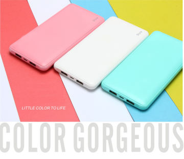 2016 factory super slim design portable 10000mAh rechargeable power bank