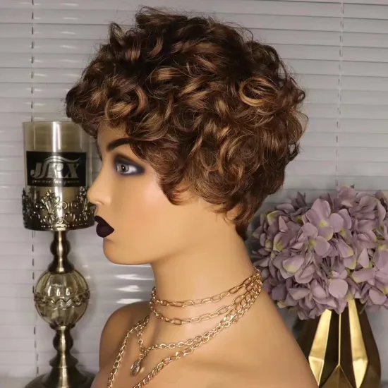 Low MOQ & Affordable 100% Virgin Remy Hair Human Wigs - Blonde Curly, Short Pixie Styles Available