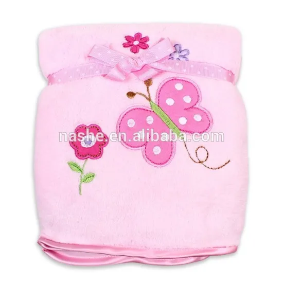 Baby Fleece Blanket----- Cartoon Design PLUSH BLANKET-3D embroidery Applique Butterfly