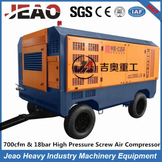Used for Mining Drilling Rig for 700cfm & 18bar Wheels Screw Diesel Air Compressor