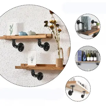 Decorative Pipe Wood Storage Wall Floating Shelf