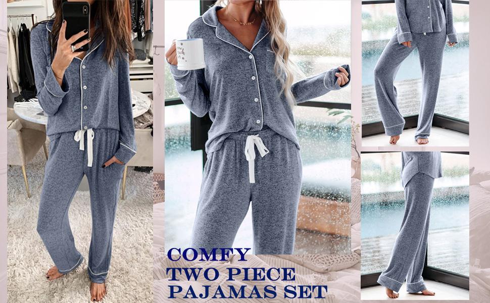 Soft Women S Pajama Button Down Sleepwear Nightwear Sets