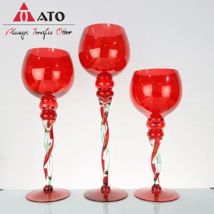 Home decor high foot glass candlestick table decoration