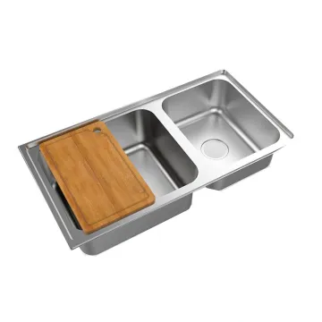 Commercial Kitchen and Home Kitchen SUS304 Stainless Steel Pressed Two Bowls Sink