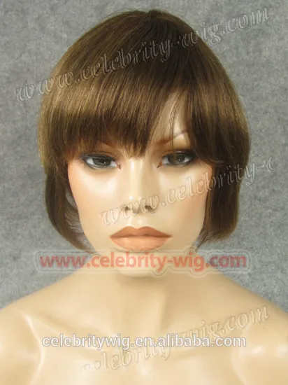 Hot selling Cheap Short brwon 100% virgin remy Human Hair Machine Made Wig