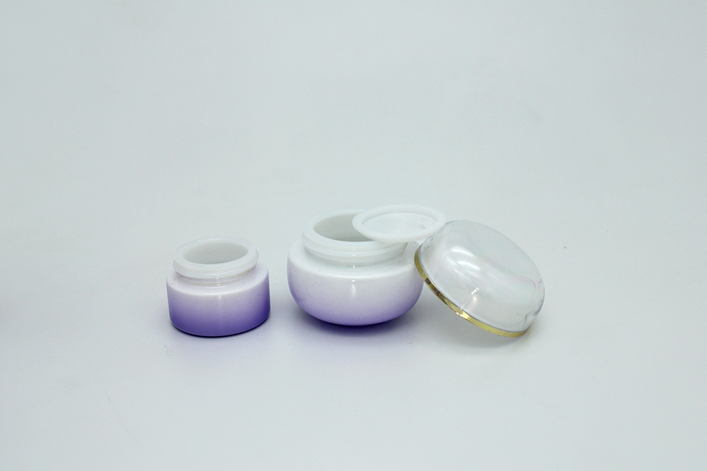 Purple frosted glass bottles