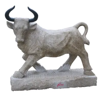Garden bull stone statue