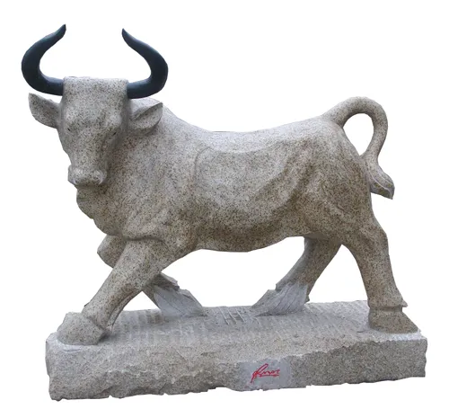 Garden bull stone statue