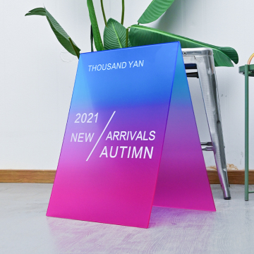 Colorful Gradient Acrylic Floor Standing Signs for Storefront Display