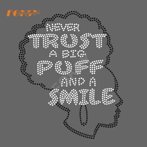 A BIG PUFF afro girl rhinestone transfer