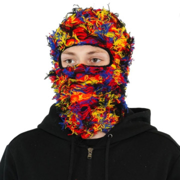 Custom Distressed Knitted Crochet Skull Printed Mohair Camouflage Balaclava