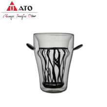 Doppelwandmilchbecher Glas Zebra Kaffeetasse