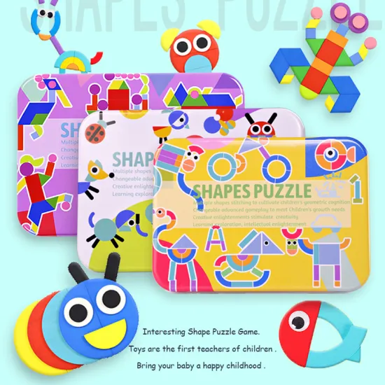 Creative 3D Puzzle Montessori Kids Wooden Toys Geometry Shape Wooden Jigsaw Pattern Puzzle Educational Toys for Children Gifts