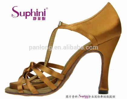 Scarpa da ballo 5 fasce con nodino doppio incrocio in raso flesh tacco 10 cm