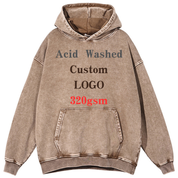 High Quality Men's Vintage Acid Washed Oversize Custom Hoodie