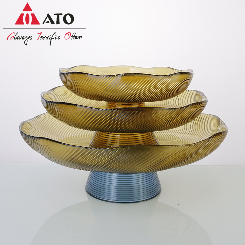 Pedestal glass bowls with high footed fruit plate