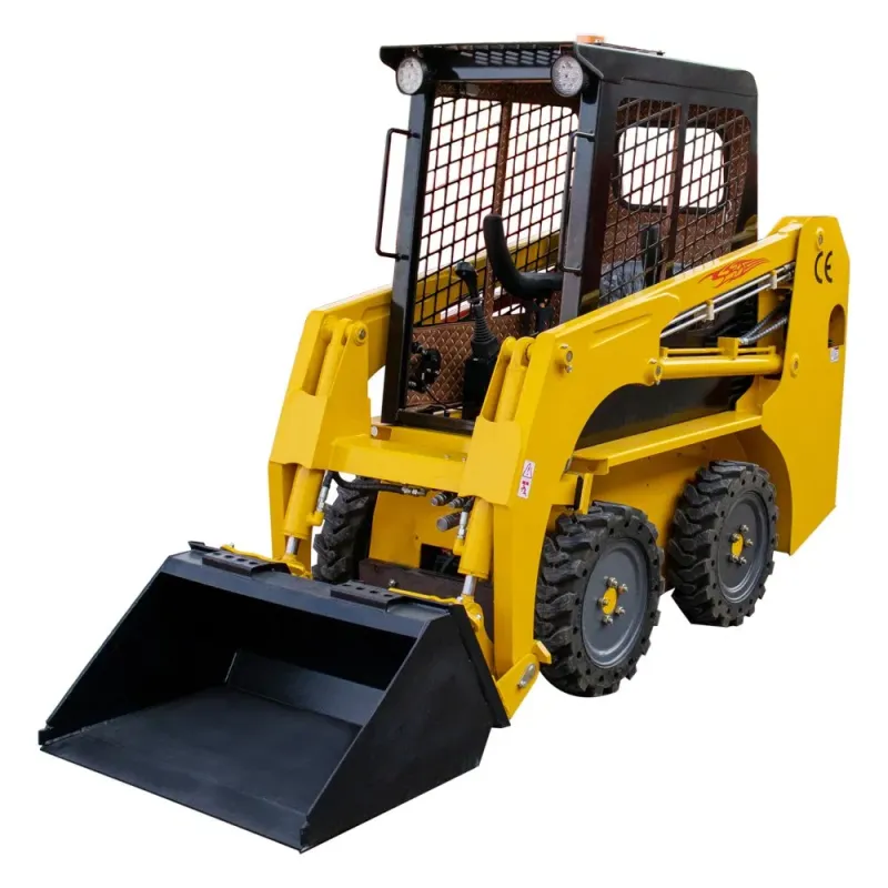 1 Ton Medium Skid Steer with Crawler, Auger, and Bucket Mixer Attachment