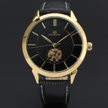 Leather band 3atm automatic skeleton watch