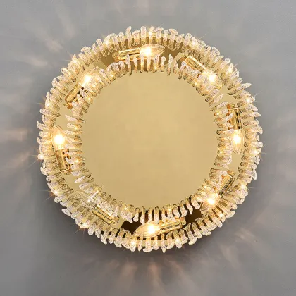 Golden ceiling canopy crystal pendant luxury ceiling lamp