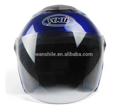 blue half face helmet