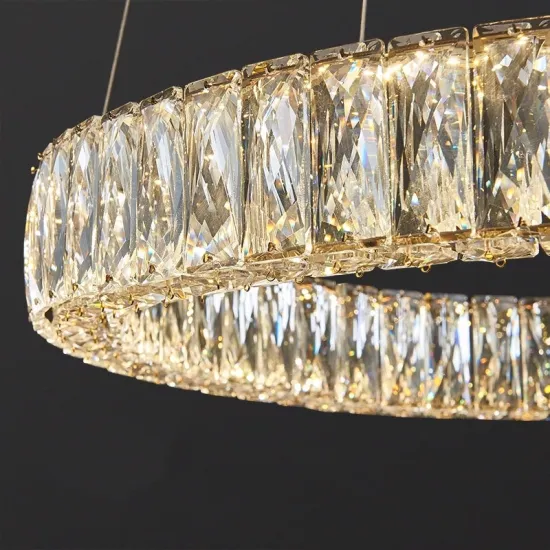 Modern Stainless Steel Crystal LED Chandelier Lamp: Round Design