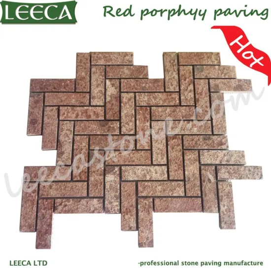 Flamed walkway pattern paving stones