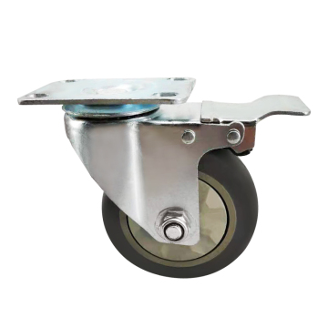 Caster girevole grigio medio da 3 pollici con diametro della ruota da 75 mm e gomma termoplastica elevata per uso del settore