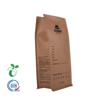 Eco biologisk nedbrytbar ziplock -poser Kaffeemballasje med ventil