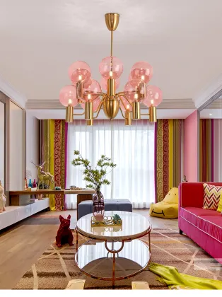 INSHINE PInk Glass Chandelier Lamp