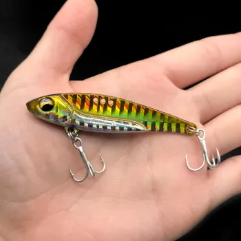 1pcs Vib Fishing Lure Bait Sequined Iron Plate Metal VIB Blood Trough Hook Long Shot Sea Fishing Freshwater Seawater Black Bass