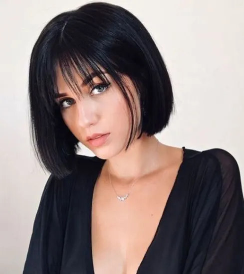 Cheap human hair wigs Brazilian straight hair bob wig with bangs machine made human hair wigs for black women