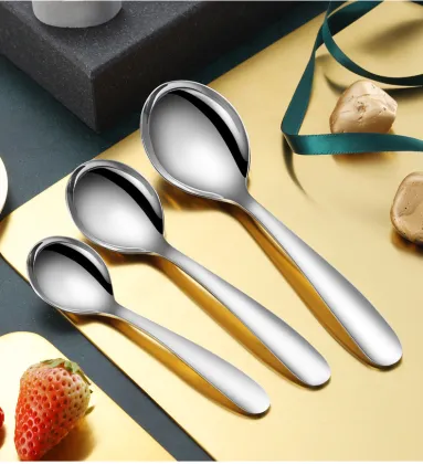 Dinner Round Soup Spoon Silver Stainless Steel Spoon