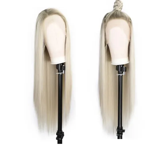 Vigorous Synthetic Heat Resistant Ombre Blonde Lace Front Wigs for Black Women Long Straight 2 Tone Color Wig for Daily Party
