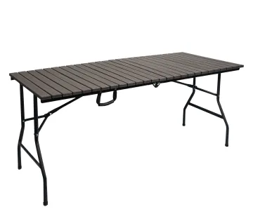 166cm Wood-Grain Fold-in-Half Table: Blow Molded Folding Table in Black