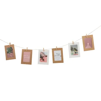 Kraft Paper Photo Frame Set with Jute Rope and Clip for Home Decoration Wall Hanging