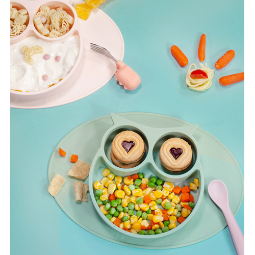 BPA Free Owl Baby Silicone One-Piece Placemat Plate