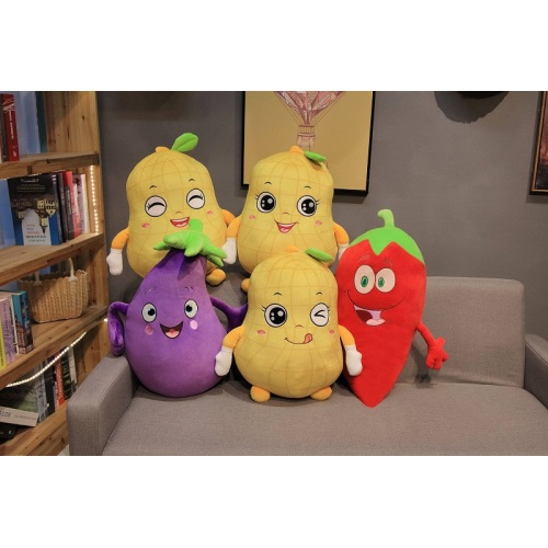 Custom Plush Toy Fruits Vegetables Embroidery Face